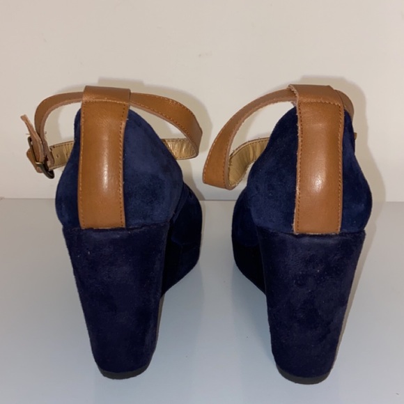 Browns Wedge Sandal Suede Navy - Picture 5 of 8